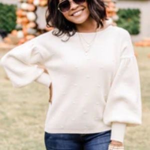 Pink Lily Cream Textured Sweater